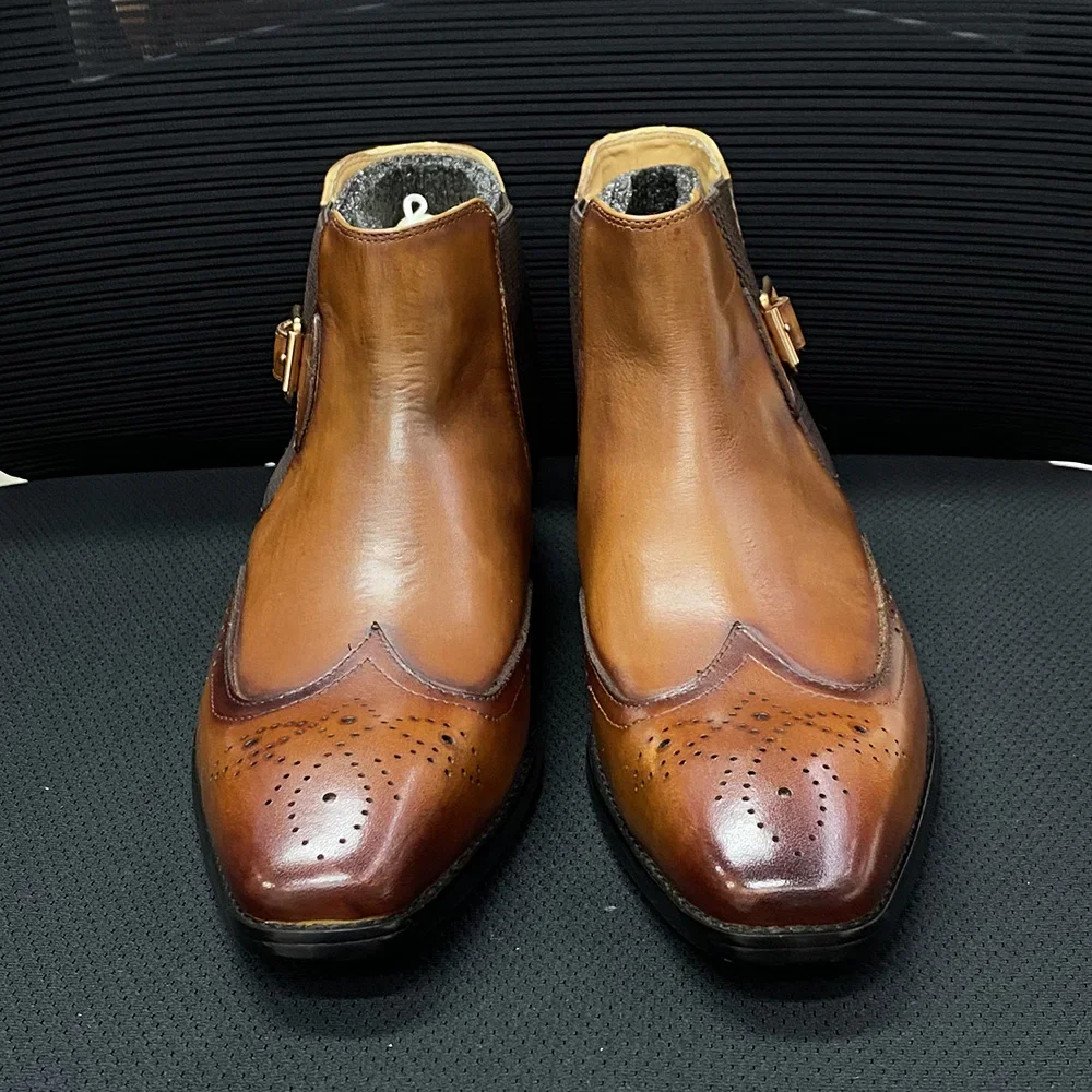 Botines de cuero de vaca real  - Men Formal Wear With Boots reseña y precio