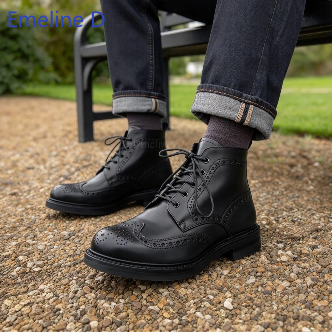 Botines de cuero genuino con d - Formal Men Daily Wear Footwear reseña y precio