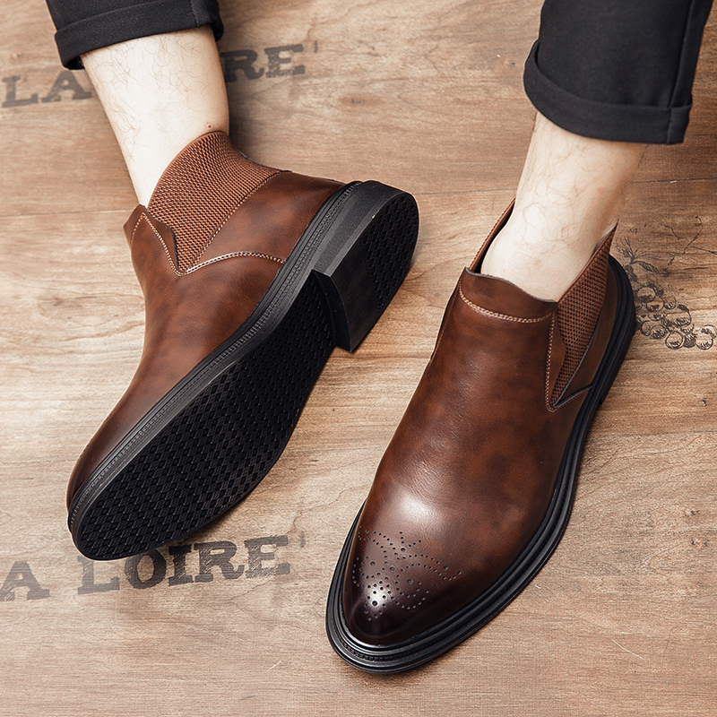 Los zapatos de cuero de caña a - Men Formal Wear With Boots reseña y precio